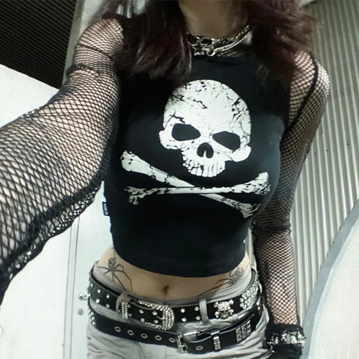 Punk Skull Grunge Crop Top