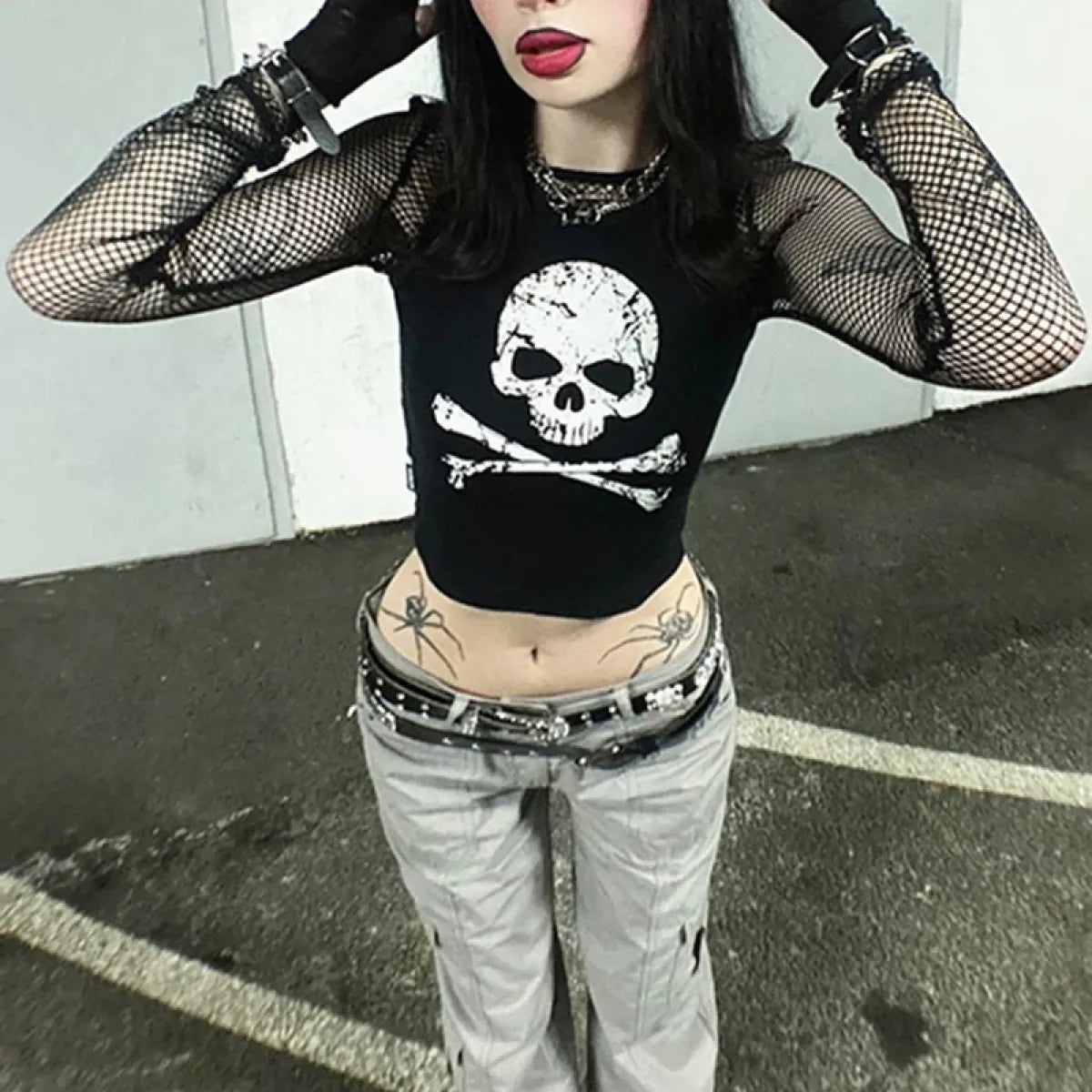 Punk Skull Grunge Crop Top