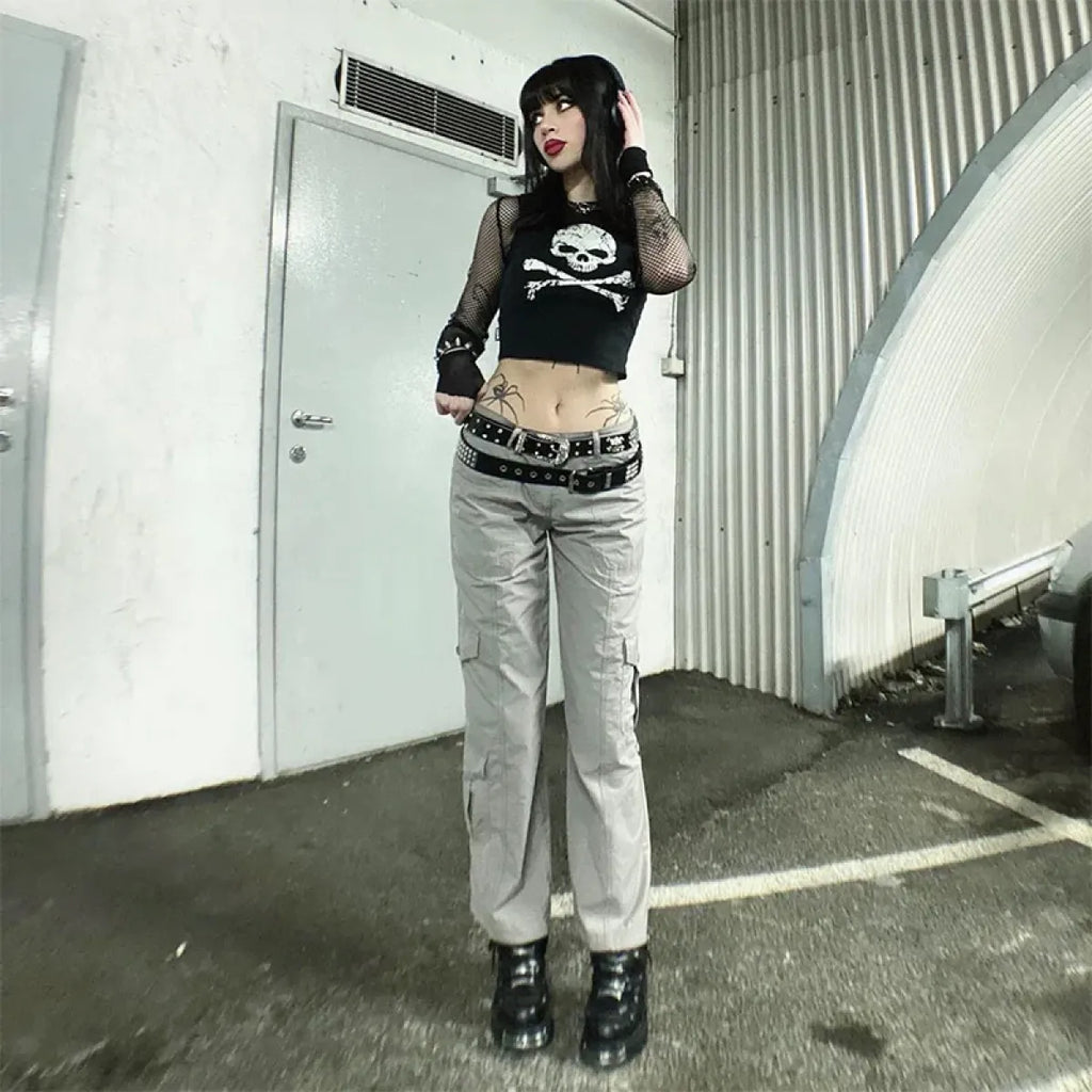 Punk Skull Grunge Crop Top