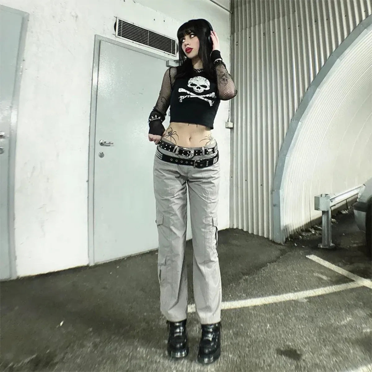 Punk Skull Grunge Crop Top