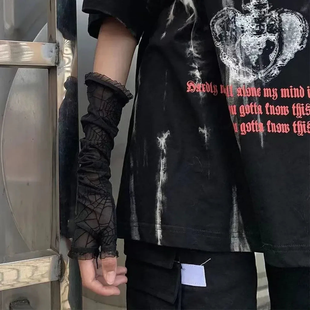 Gothic Spiderweb Lace Gloves