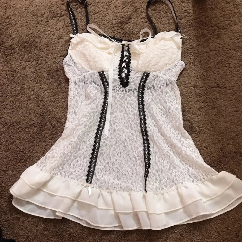 White Lace Grunge Punk Cami