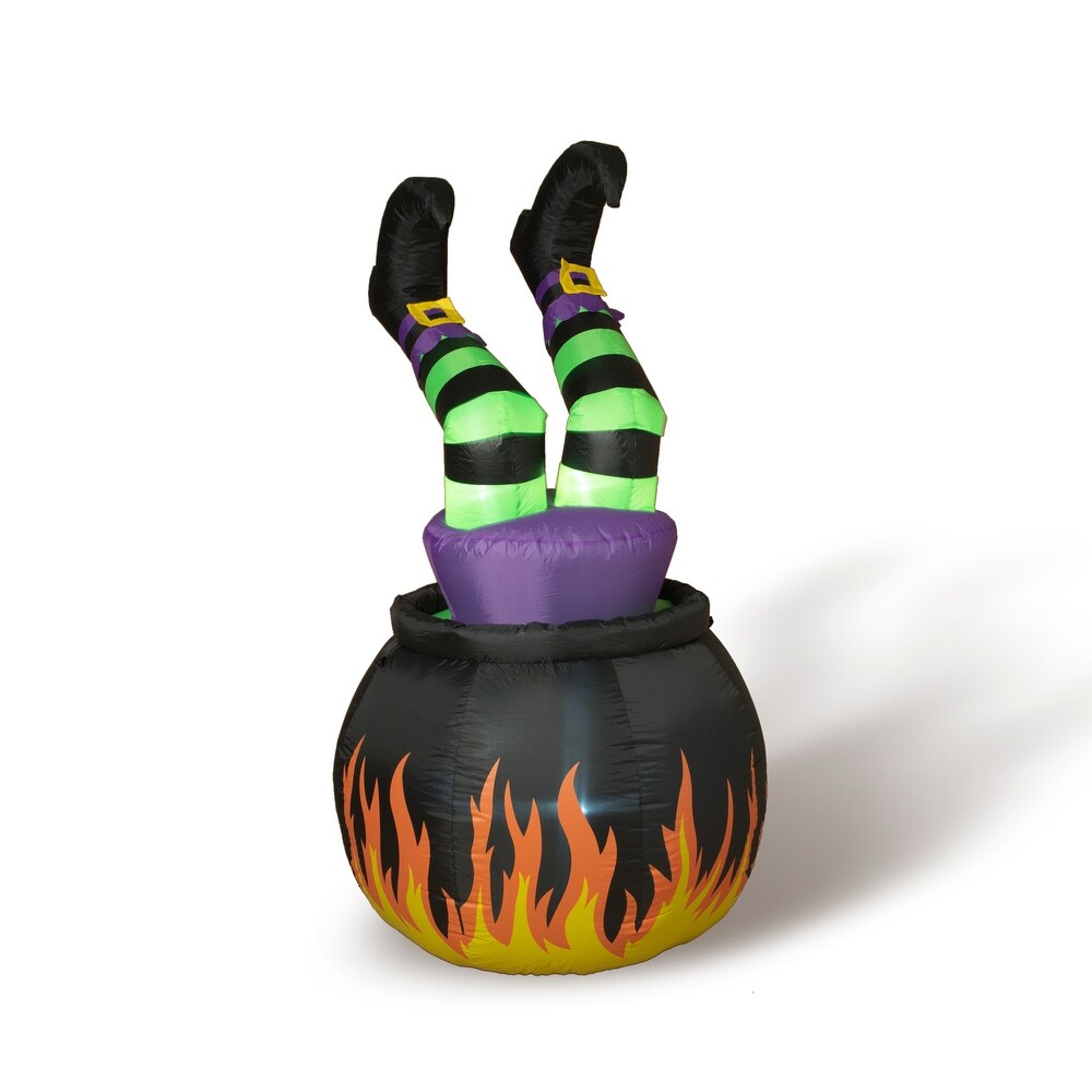 Lighted Animated Inflatable Halloween Witch in Cauldron - 5 Feet Tall
